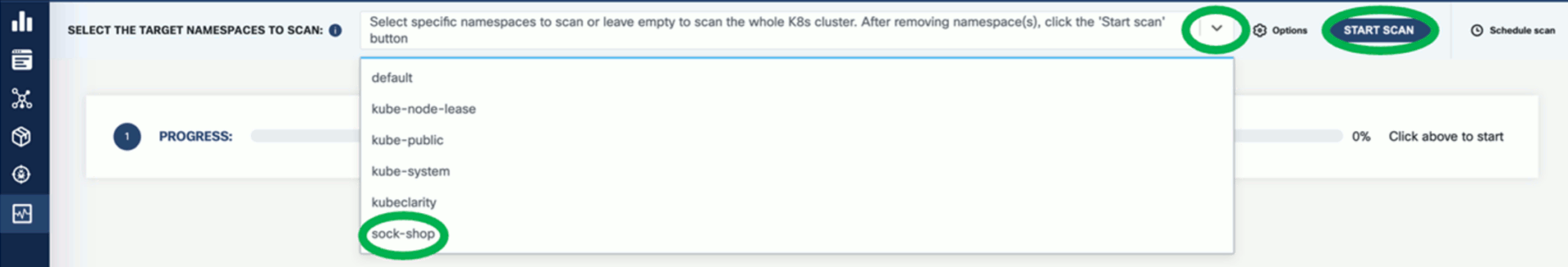 Start a runtime scan on a namespace