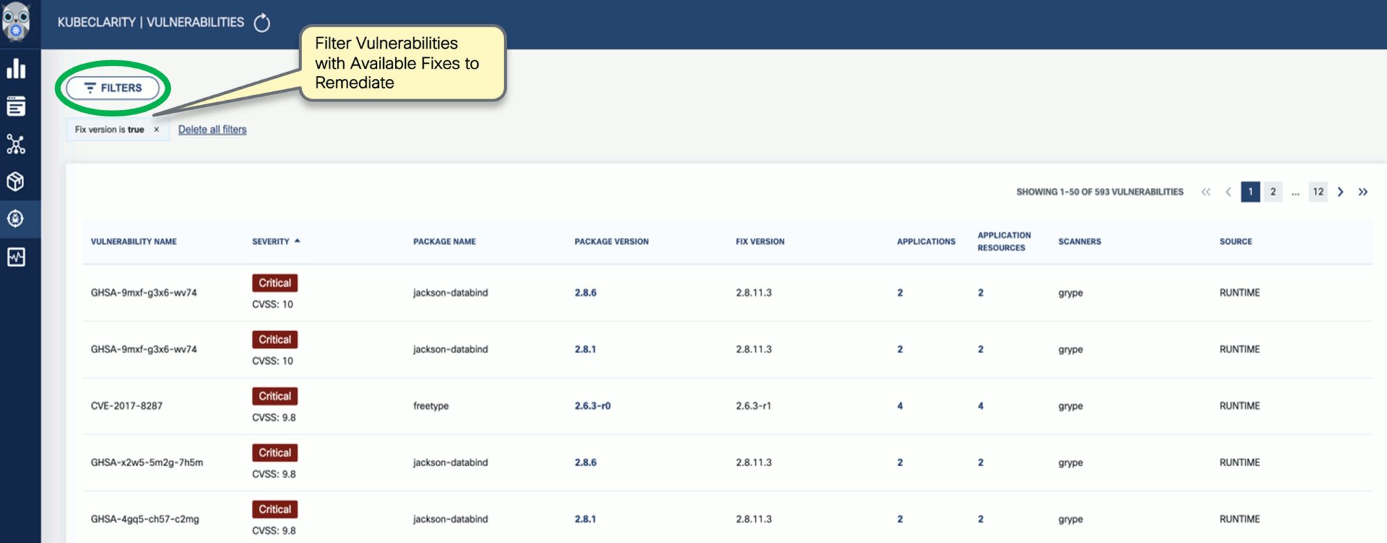 Filtering vulnerability scan results