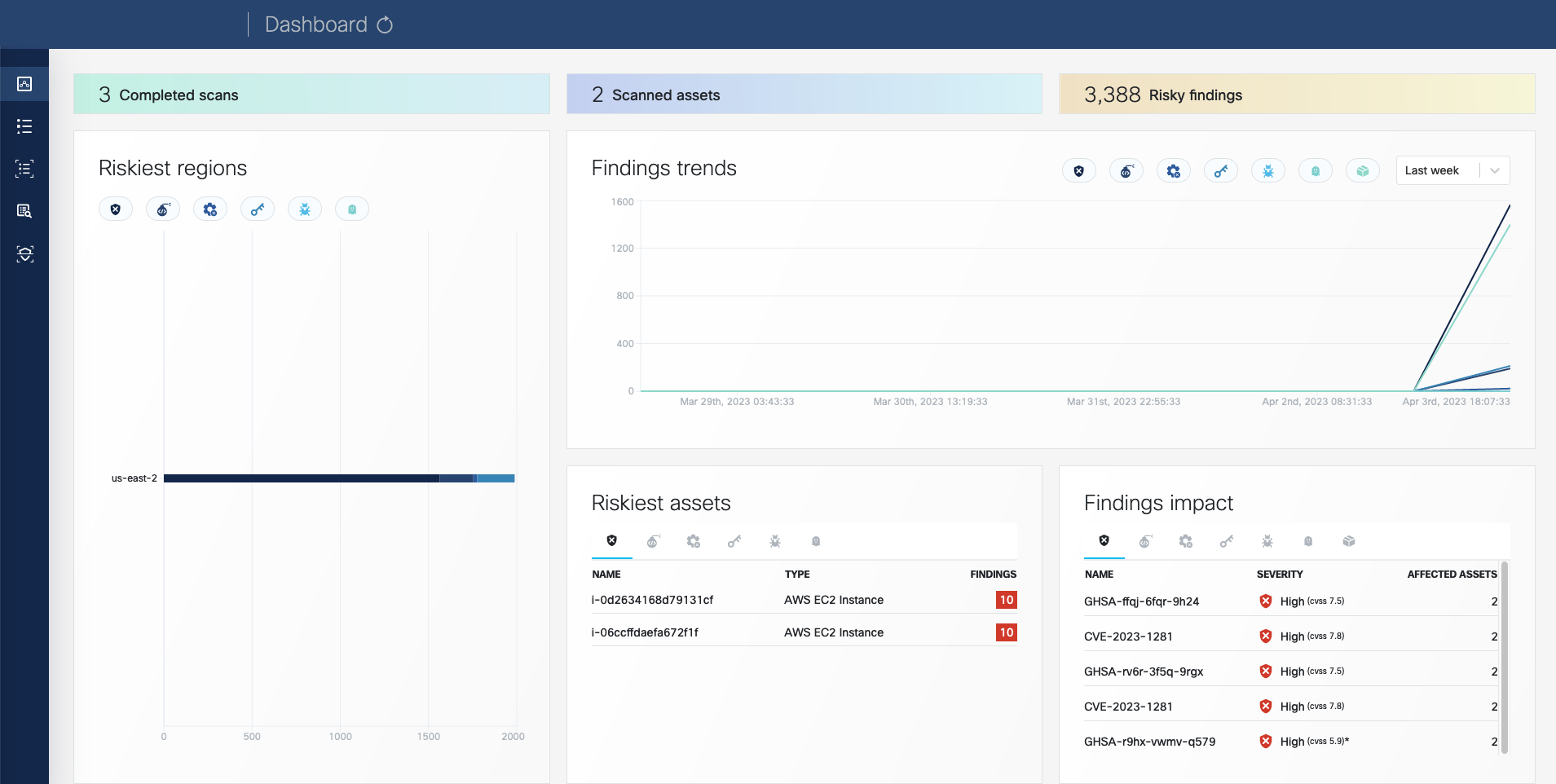 VMClarity Dashboard with Findings