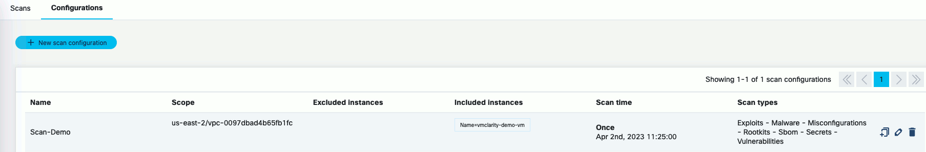 VMClarity Scan Config Summary